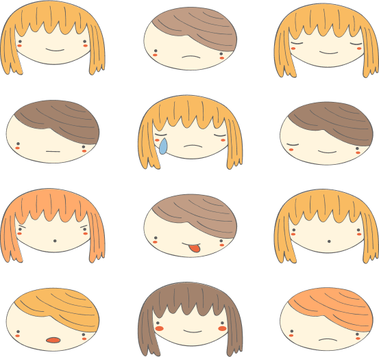 Um desenho com vários rostos de crianças sorridentes